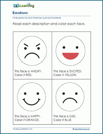 Feelings & emotions worksheets | K5 Learning