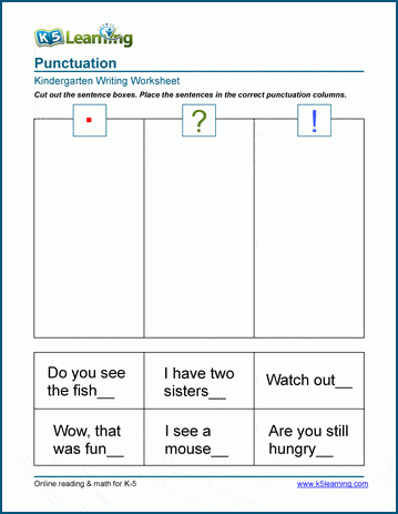 Ending punctuation worksheet