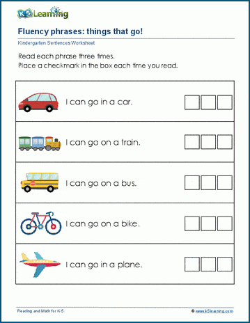 Reading fluency worksheets