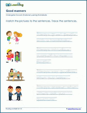 Good manners worksheet