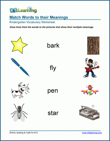 Homonyms worksheet