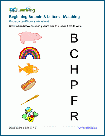 Free Preschool & Kindergarten Beginning Sounds Worksheets - Printable | K5  Learning