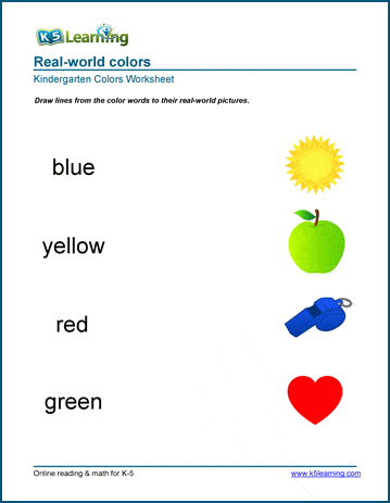 Colors Worksheets For Preschool Kindergarten K5 Learning