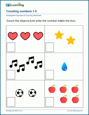 Counting worksheets for preschool and kindergarten | K5 Learning