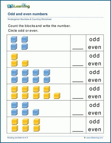 Odd and Even Numbers Worksheets for Preschool and Kindergarten | K5 Learning