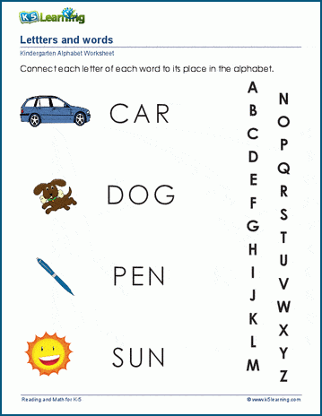 Sample Kindergarten Letters and Alphabet Worksheet