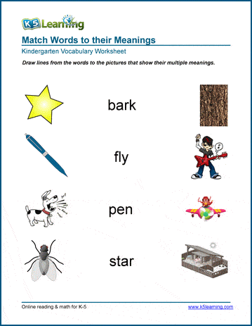 Sample Multiple Meaning Words Worksheet