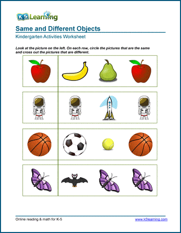 worksheets for kindergarten