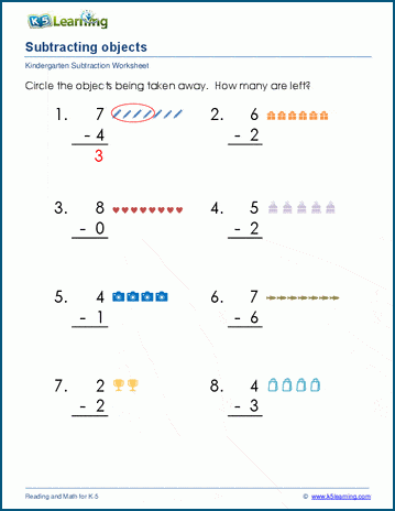 Sample Kindergarten Subtraction Worksheet