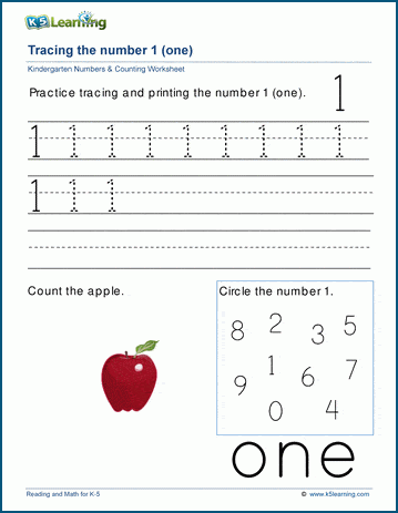 Sample Kindergarten Learning Numbers Worksheet