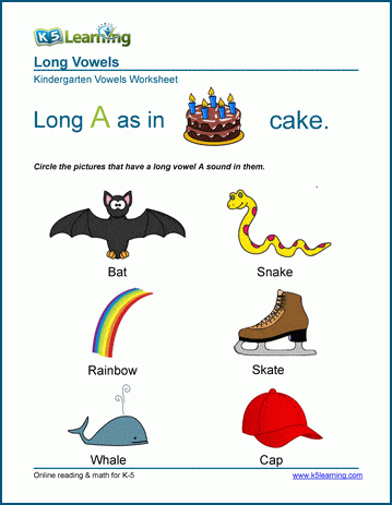 Kindergarten Beginning Vowels Worksheet