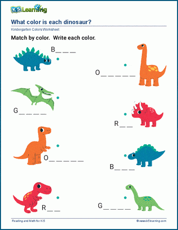 Match and write colors worksheets