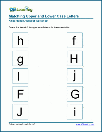 matching upper case and lower case f j worksheets k5 learning