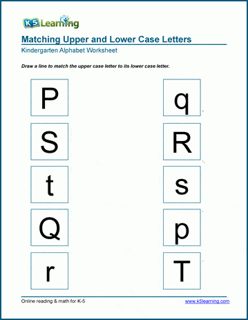 matching upper case and lower case p t worksheets k5 learning