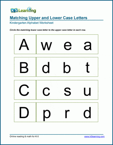 Uppercase and lowercase letters worksheets| K5 Learning
