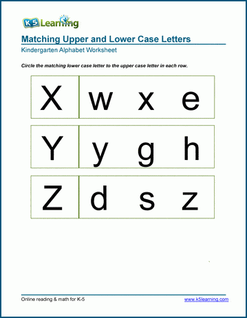 upper and lower case x z worksheets k5 learning
