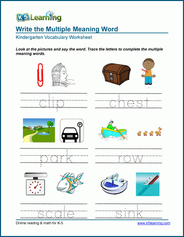 Learn multiple meaning words worksheet