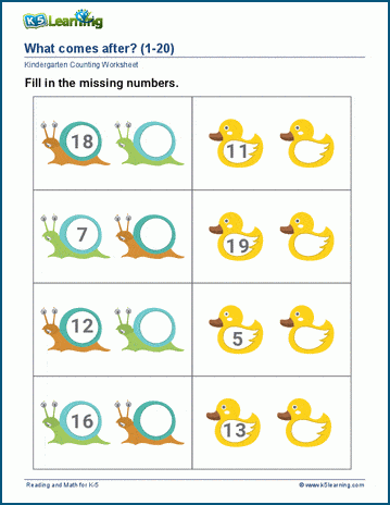 Before And After Counting Worksheets For Preschool And Kindergarten K5 Learning