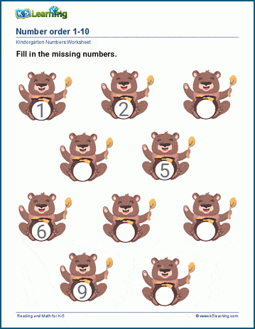 Number order 1-10 worksheet