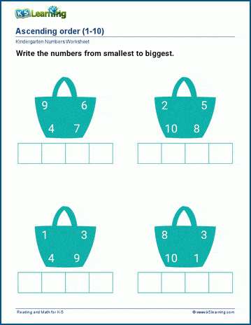 Number order: ascending / descending worksheet