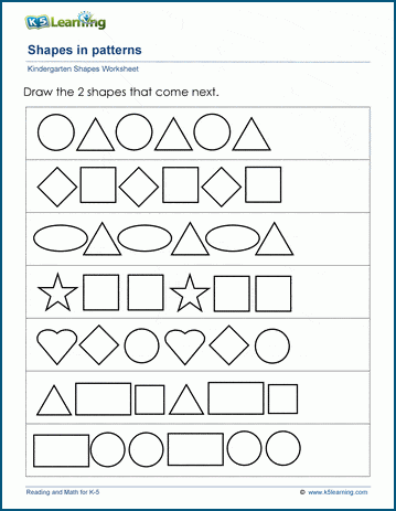 Patterns of Shapes Worksheeets for Preschool ...