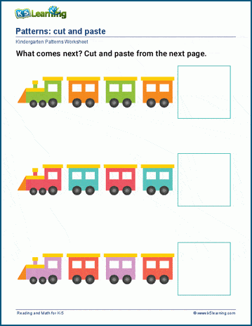 Cut & paste patterns worksheets | K5 Learning