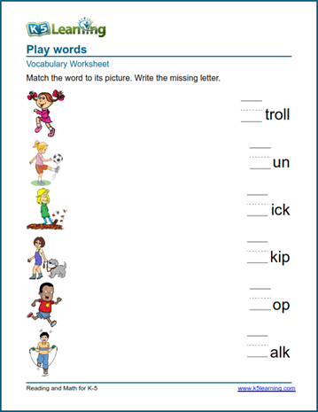 Kindergarten Practice Play Worksheet