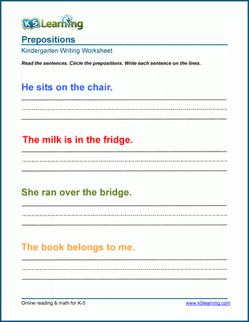 Prepositions worksheet