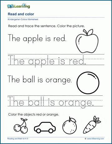 Read the sentence and color worksheets