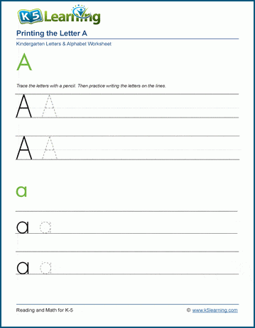 Letters a-k worksheet