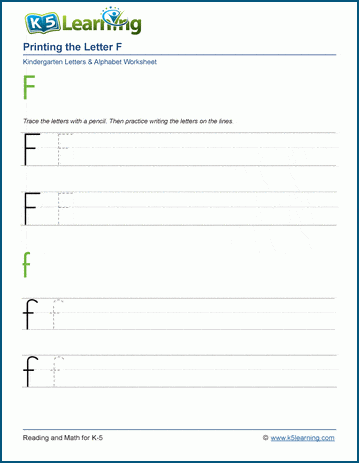 Printing letters worksheet: Letter F f
