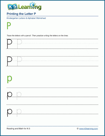 kredsløb håber alias Printing the Letter P p | K5 Learning