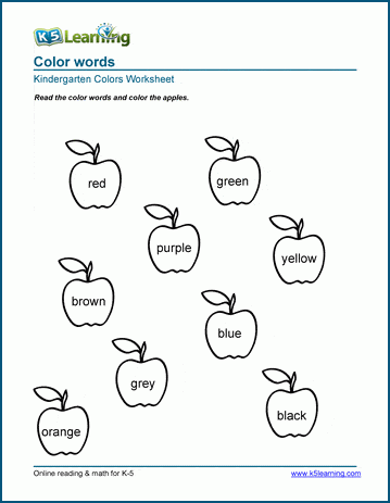 Color the objects worksheets