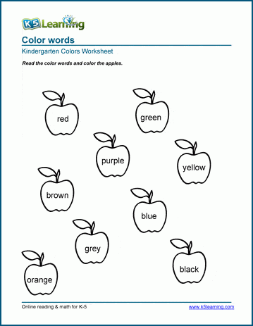 Reading and coloring worksheets | K5 Learning