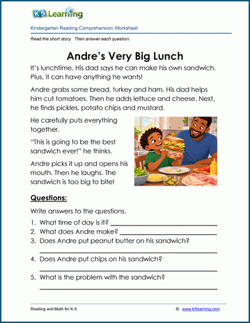 Andre’s Very Big Lunch - Children's Stories and Reading Worksheets