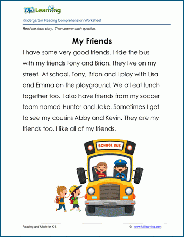 My Friends - Children's Stories and Reading Worksheets