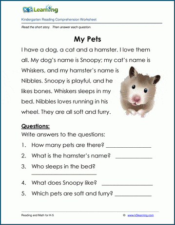 My Pets - Children's Stories and Reading Worksheets