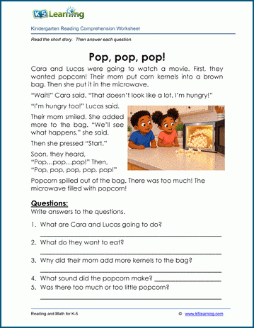 Pop, pop, pop! - Children's Stories and Reading Worksheets