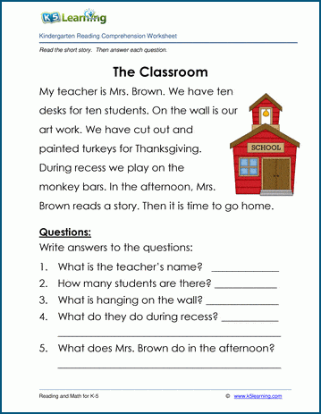 Reading Worksheets K5 Learning