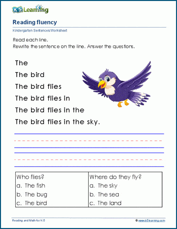 Repeat phrases for fluency worksheets