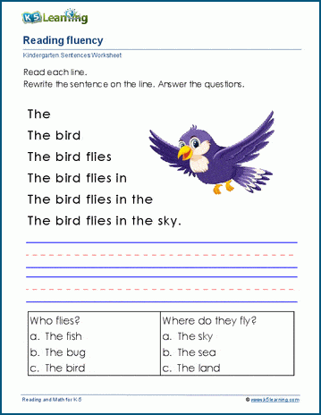 Repeating sentences worksheets