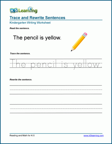 Read, trace, and rewrite sentences worksheet