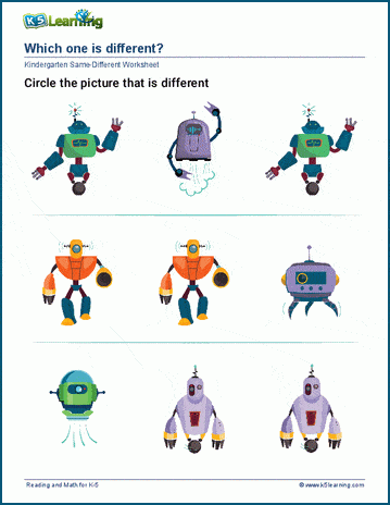 Same and Different (sets) worksheet