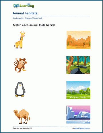 Animal habitats worksheets