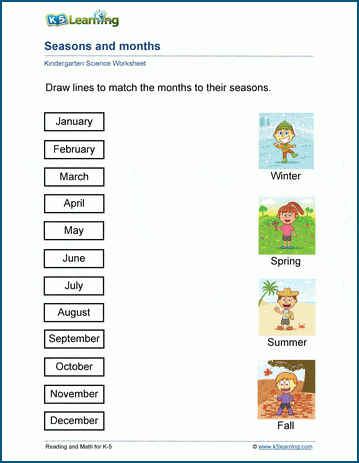 Seasons and months worksheets
