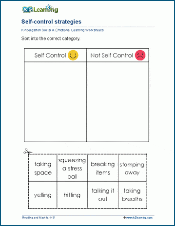 Self-Control Worksheets | K5 Learning