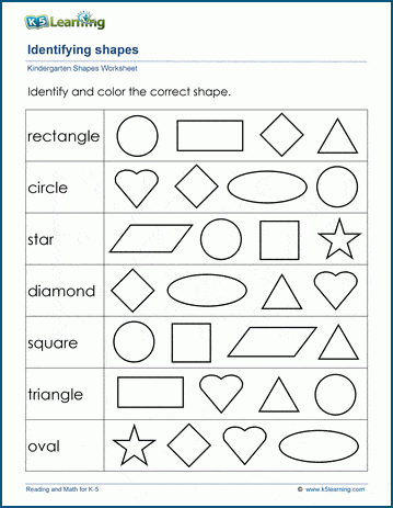 Kindergarten shapes worksheet