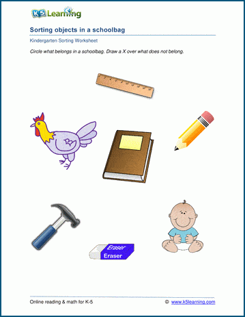 Sorting objects worksheets for preschool and kindergarten | K5 Learning