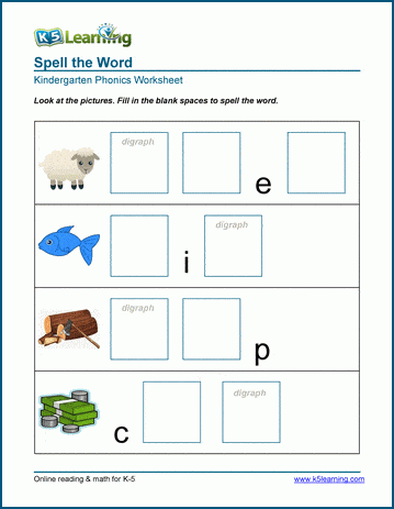 Kindergarten Spell Phonetically Worksheet