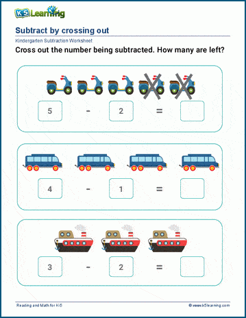 Subtract by crossing out worksheet 
